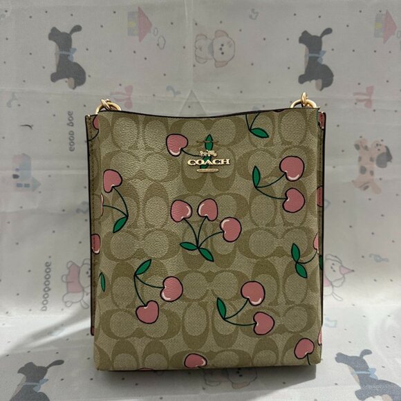 Coach Classic Floral Print Crossbody Bag With Pink Cherry Motif - Picture 1 of 6